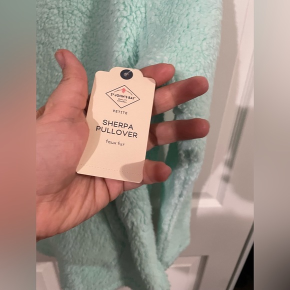 St. Johns Bay Women’s Sherpa Teddy Bear Pullover Top Mock Neck Small (P) Green - Picture 5 of 8